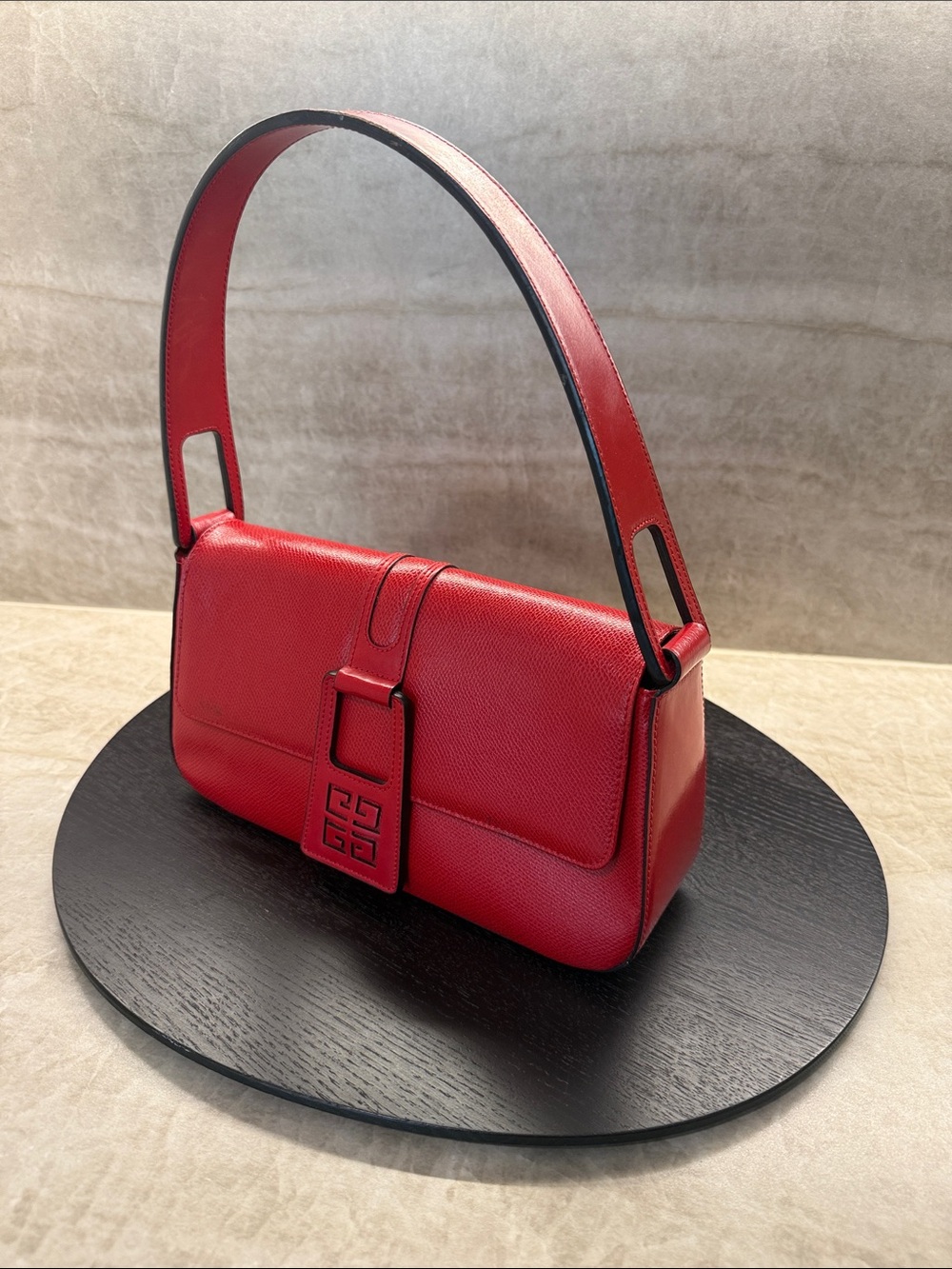 Givenchy Red Leather Shoulder Bag with Signature Buckle - Picture 3 of 4